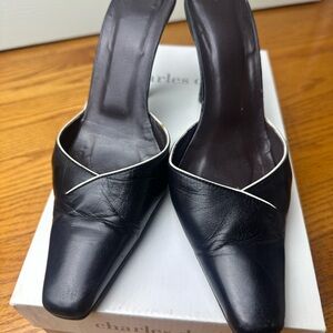 Charles David Black Leather Mules 7.5 excellent condition, soft leather with box